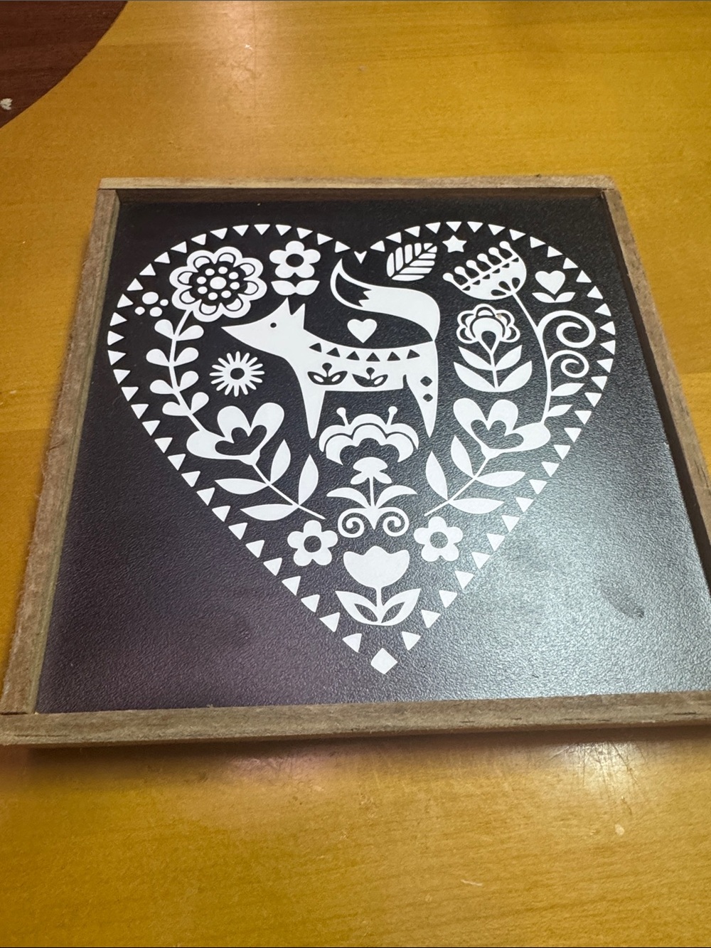 Heart Folk Art Wood Wall Decor - Black & White
